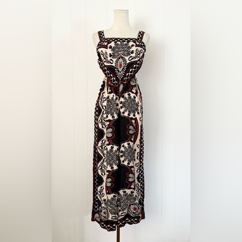 FARM Rio Macacao Passion Scarf Print Open-Back Jumpsuit Size XS Hearts Combo - Picture 4 of 12